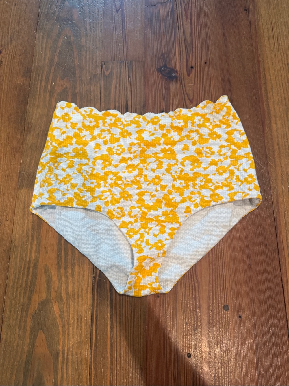 Marysia high waisted swim bottoms hibiscus print yellow